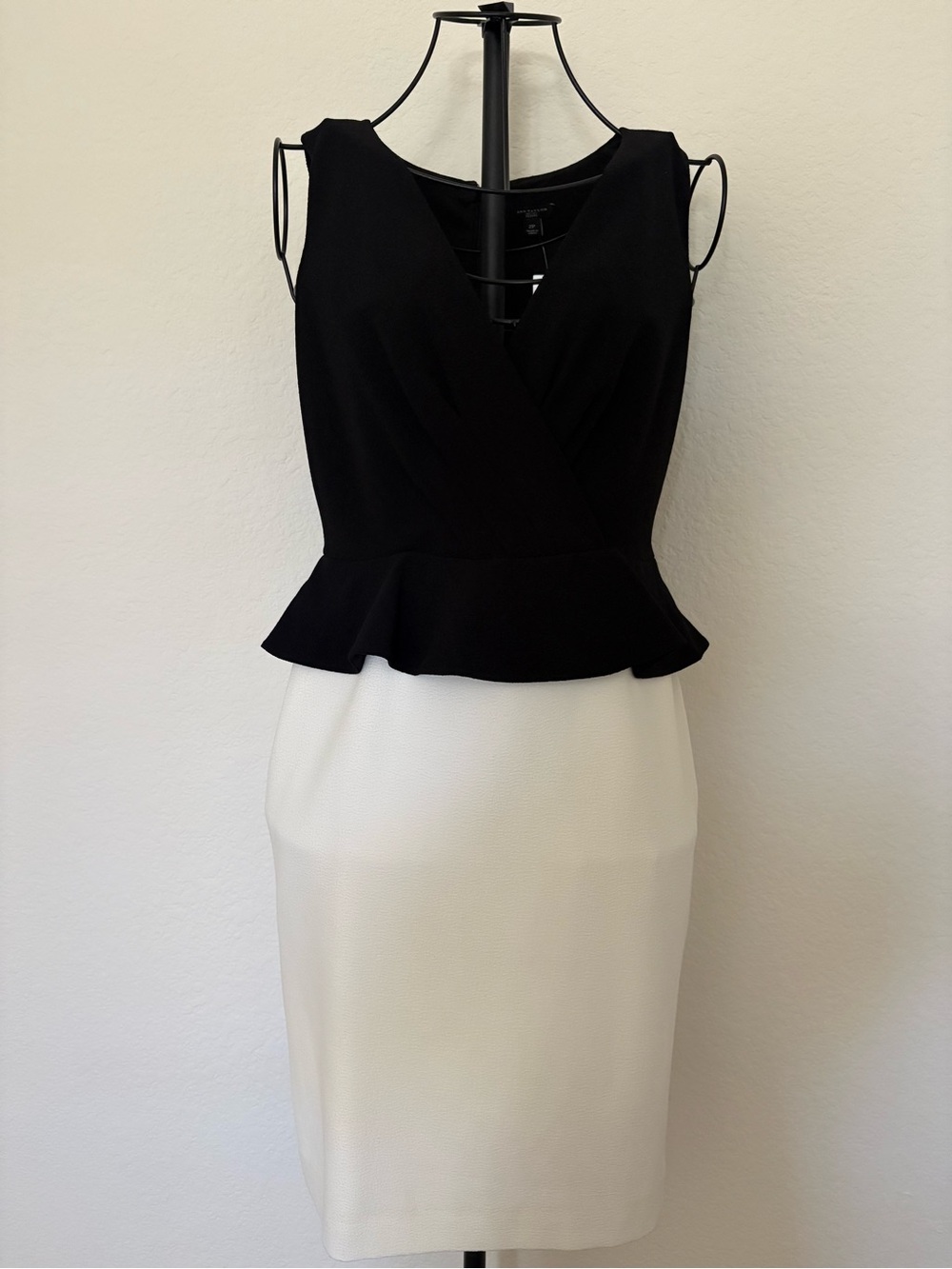 Ann Taylor Black & White Peplum Sheath Dress